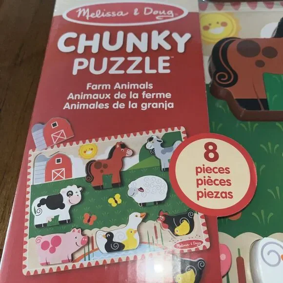 Melissa & Doug Farm Animals Wooden Chunky Puzzle New Sealed - Picture 2 of 6